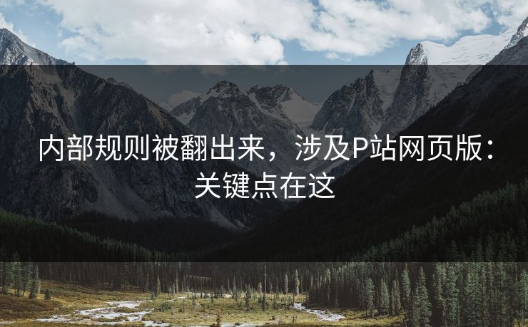 内部规则被翻出来，涉及P站网页版：关键点在这