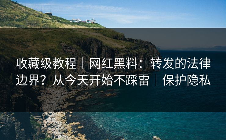 收藏级教程｜网红黑料：转发的法律边界？从今天开始不踩雷｜保护隐私