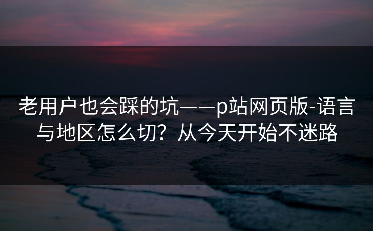 老用户也会踩的坑——p站网页版-语言与地区怎么切？从今天开始不迷路