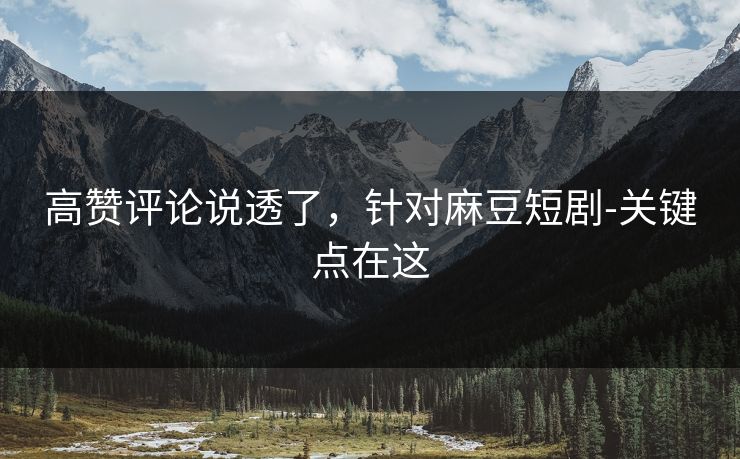 高赞评论说透了，针对麻豆短剧-关键点在这