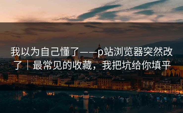 我以为自己懂了——p站浏览器突然改了｜最常见的收藏，我把坑给你填平