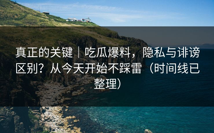 真正的关键｜吃瓜爆料，隐私与诽谤区别？从今天开始不踩雷（时间线已整理）