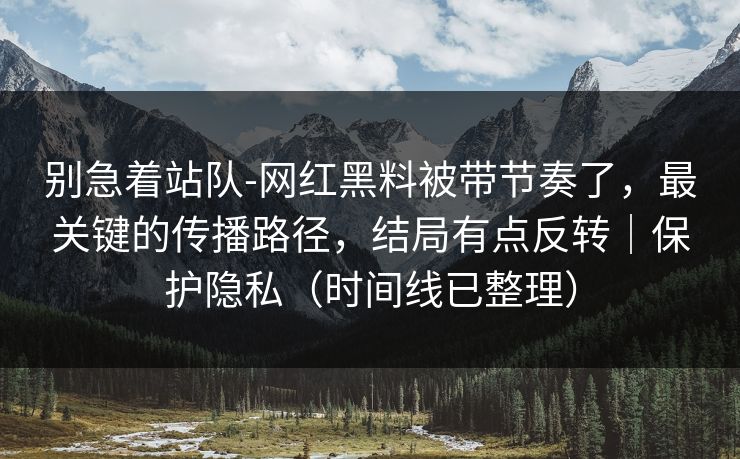 别急着站队-网红黑料被带节奏了，最关键的传播路径，结局有点反转｜保护隐私（时间线已整理）