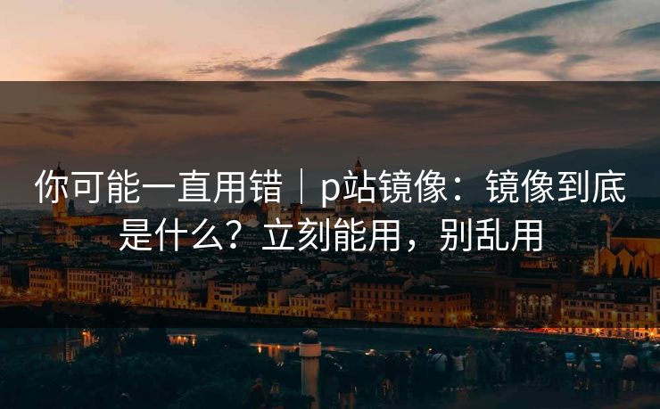 你可能一直用错｜p站镜像：镜像到底是什么？立刻能用，别乱用
