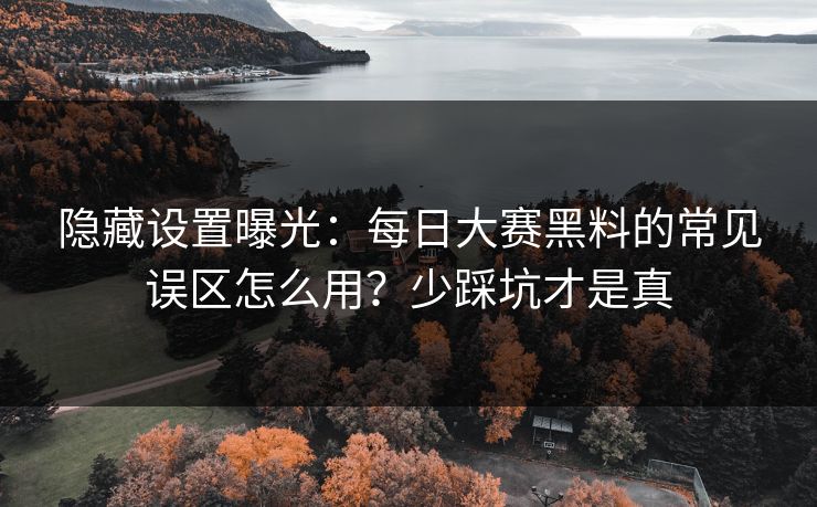 隐藏设置曝光：每日大赛黑料的常见误区怎么用？少踩坑才是真