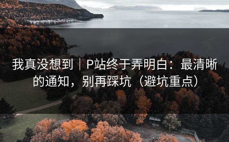 我真没想到｜P站终于弄明白：最清晰的通知，别再踩坑（避坑重点）